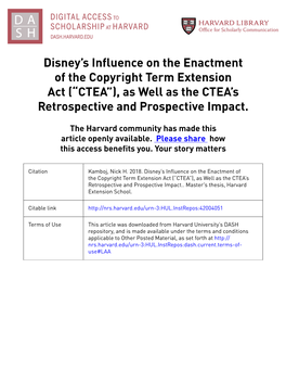 Disney's Influence on the Enactment of the Copyright