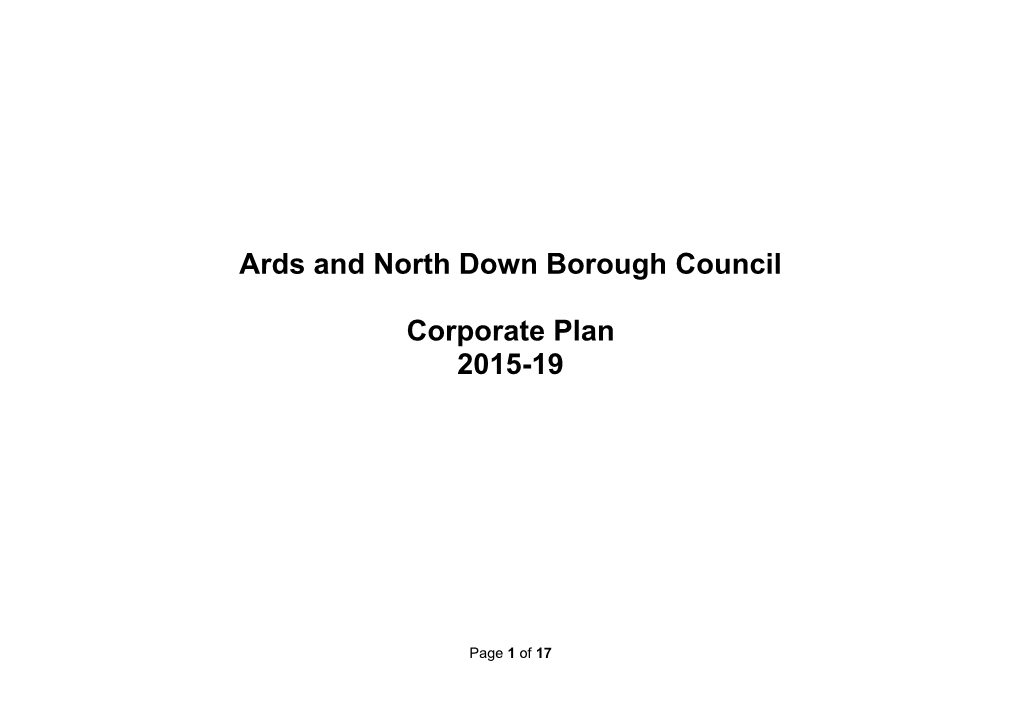 Ards and North Down Borough Council Corporate Plan 2015-19