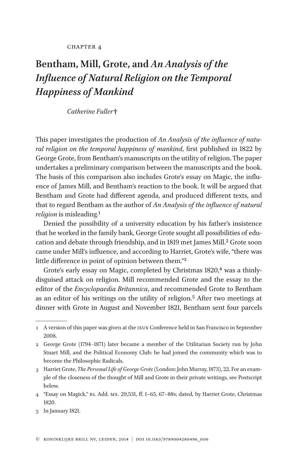 Bentham, Mill, Grote, and an Analysis of the Influence of Natural Religion on the Temporal Happiness of Mankind