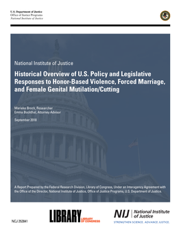 Historical Overview of U.S. Policy and Legislative Responses to Honor-Based Violence, Forced Marriage, and Female Genital Mutilation/Cutting