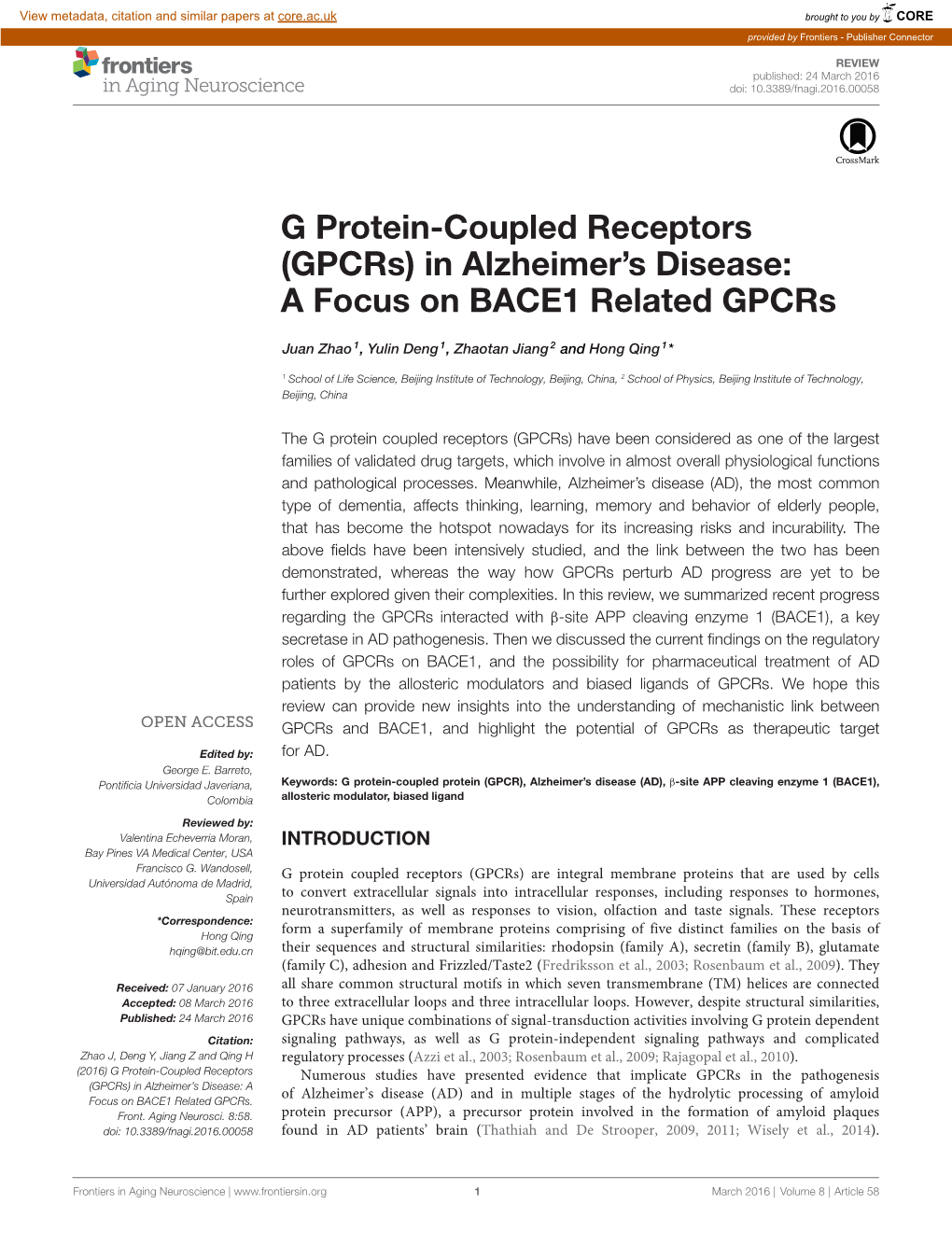 G Protein Coupled Receptors Gpcrs In Alzheimers Disease Docslib 6567