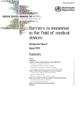 Barriers to Innovation in the Field of Medical Devices