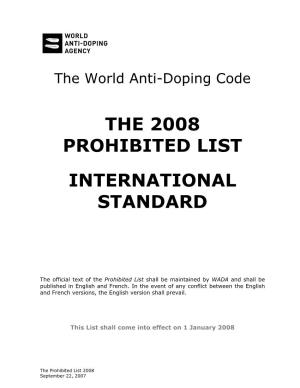 2008 Prohibited List