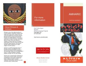 AMHARIC for More Information BOSTON UNIVERSITY