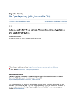 Indigenous Pottery from Sonora, Mexico: Examining Typologies and Spatial Distribution