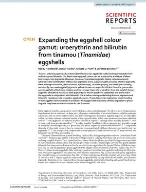 Expanding the Eggshell Colour Gamut: Uroerythrin and Bilirubin from Tinamou (Tinamidae) Eggshells Randy Hamchand1, Daniel Hanley2, Richard O