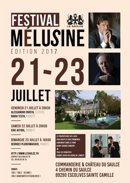 Programme Festival Mélusine 2017