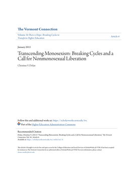 Transcending Monosexism: Breaking Cycles and a Call for Nonmonosexual Liberation Christine V