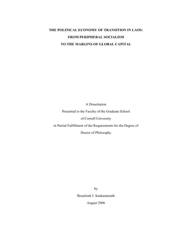 The Political Economy of Transition in Laos: from Peripheral Socialism to the Margins of Global Capital