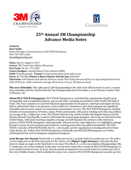 25Th Annual 3M Championship Advance Media Notes