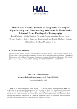 Mantle and Crustal Sources of Magmatic Activity of Klyuchevskoy