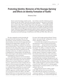 Protesting Identity: Memories of the Kwangju Uprising1 and Effects on Identity Formation of Youths2