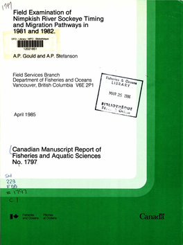 Canadian Manuscript Report of Fisheries and Aquatic Scienes No