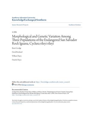 Morphological and Genetic Variation Among Three Populations of the Endangered San Salvador Rock Iguana, Cyclura Rileyi Rileyi Brent Goodge