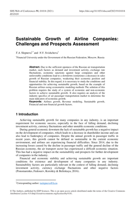 Sustainable Growth of Airline Companies: Challenges and Prospects Assessment