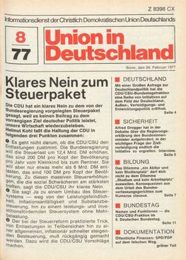 UID 1977 Nr. 8, Union in Deutschland