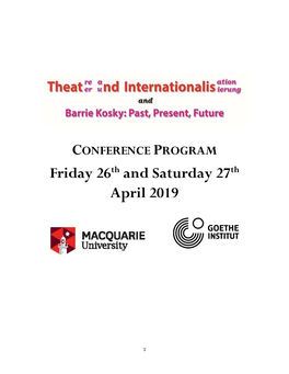 Theatre & Internationalization Conference Program 2019