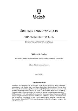 Soil Seed Bank Dynamics in Transferred Topsoil