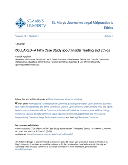 COLLARED—A Film Case Study About Insider Trading and Ethics