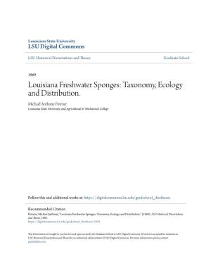 Louisiana Freshwater Sponges: Taxonomy, Ecology and Distribution