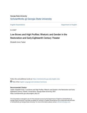 Rhetoric and Gender in the Restoration and Early Eighteenth Century Theater