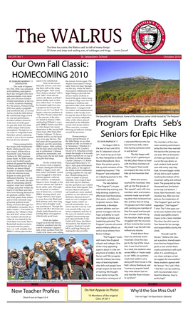 HOMECOMING 2010 Program Drafts Seb's Seniors for Epic Hike