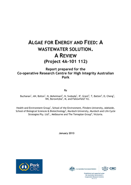 Algae for Energy and Feed: a Wastewater Solution