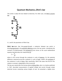 Quantum Mechanics Ohm's Law