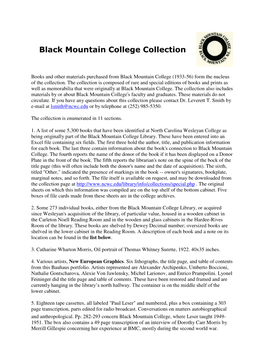 Black Mountain College Collection