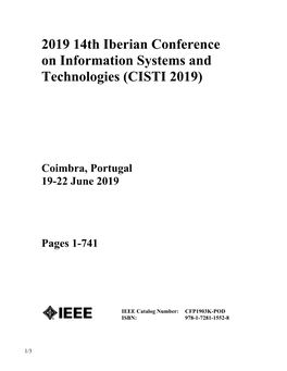2019 14Th Iberian Conference on Information Systems And