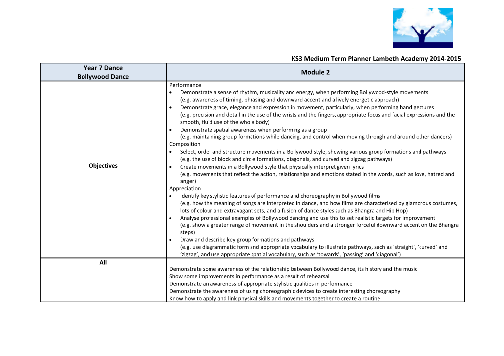 KS3 Medium Term Planner Lambeth Academy 2014-2015