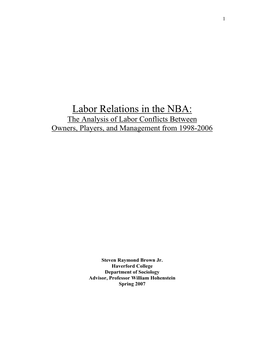 Labor Relations in the NBA: the Analysis of Labor Conflicts Between Owners, Players, and Management from 1998-2006
