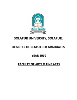Register of Registered Graduates Year 2010 Faculty of Arts & Fine Arts