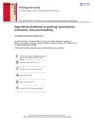 Algorithmic Prediction in Policing: Assumptions, Evaluation, and Accountability