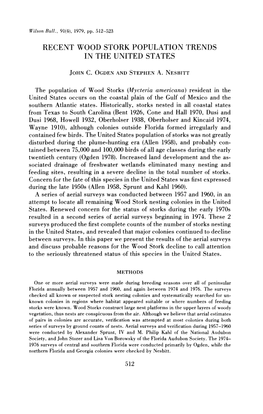 Recent Wood Stork Population Trends in the United States