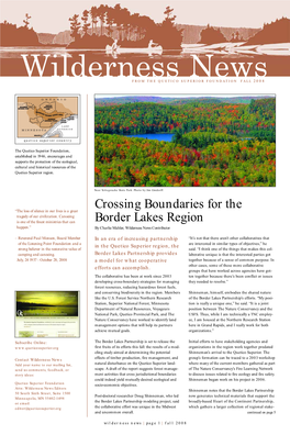 Crossing Boundaries for the Border Lakes Region