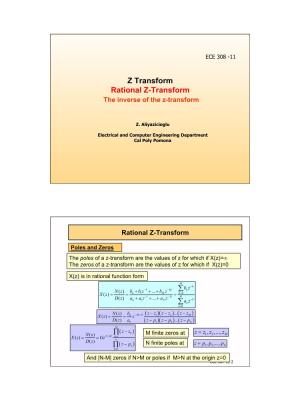 Rational Z-Transform the Inverse of the Z-Transform