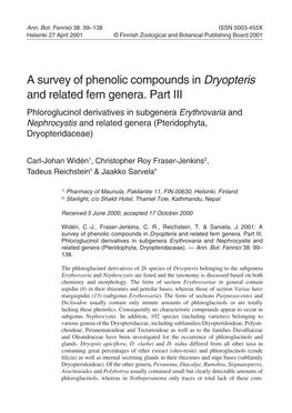 A Survey of Phenolic Compounds in Dryopteris and Related Fern Genera