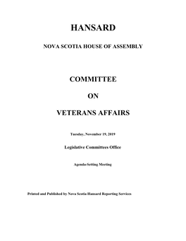Veteran's Affairs Committee
