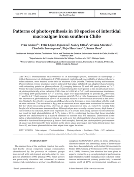 Patterns of Photosynthesis in 18 Species of Intertidal Macroalgae from Southern Chile