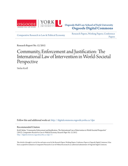 The International Law of Intervention in World-Societal Perspective Stefan Kroll