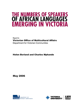 Victorian Office of Multicultural Affairs Department for Victorian Communities Helen Borland and Charles Mphande