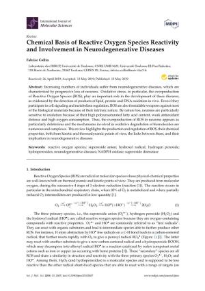 Chemical Basis of Reactive Oxygen Species Reactivity and Involvement in Neurodegenerative Diseases