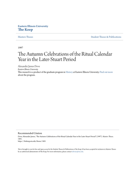 The Autumn Celebrations of the Ritual Calendar Year in the Later-Stuart Period