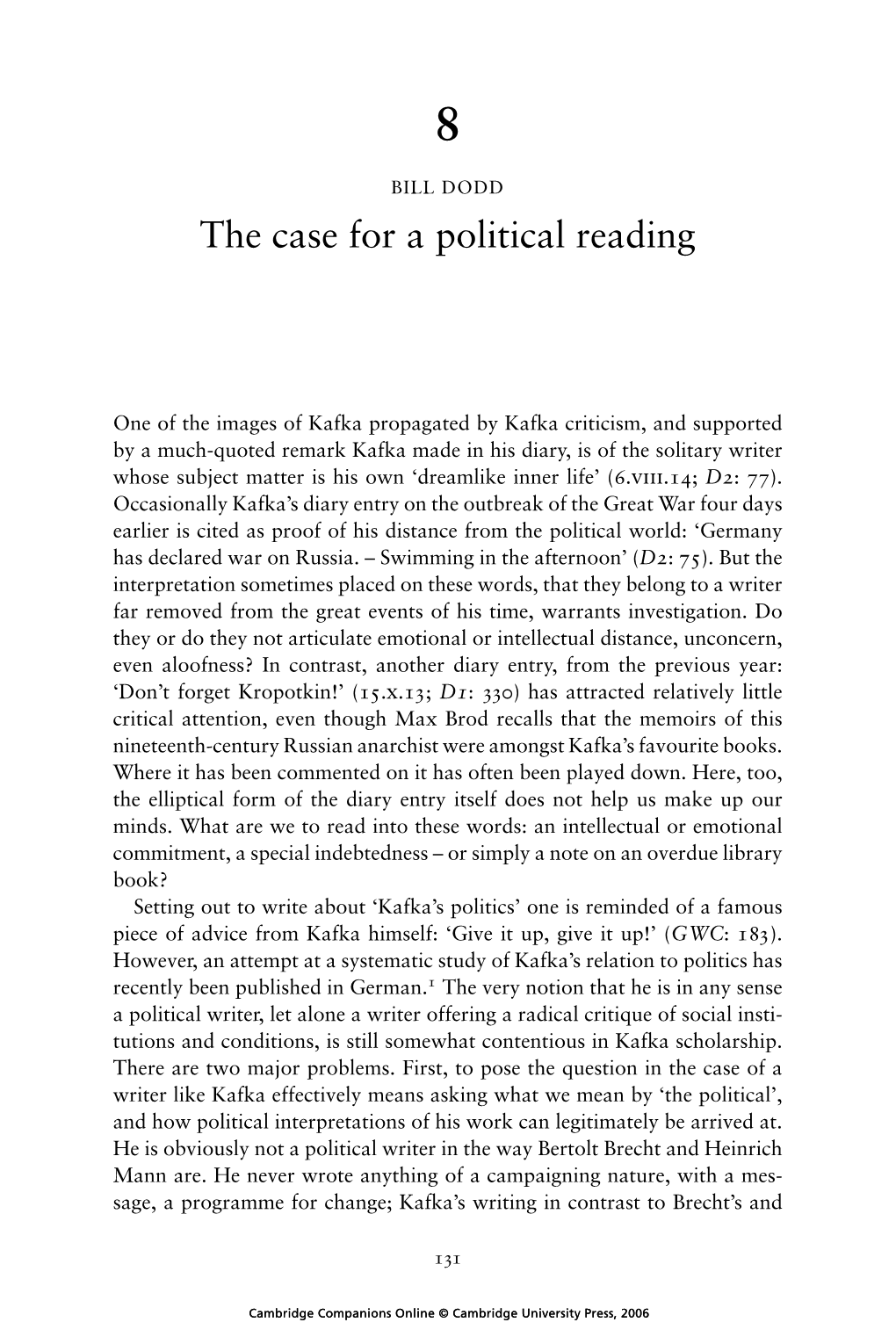 The Case for a Political Reading