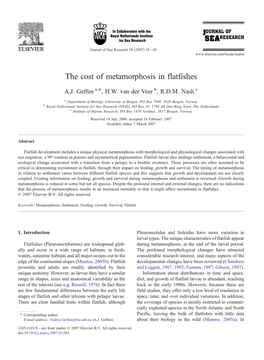 The Cost of Metamorphosis in Flatfishes ⁎ A.J