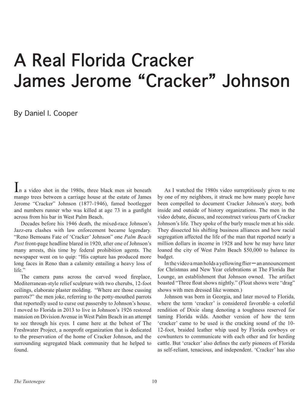 A Real Florida Cracker James Jerome “Cracker” Johnson DocsLib