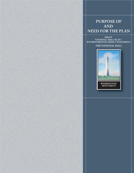Purpose of and Need for the Plandraft National Mall Plan / Environmental