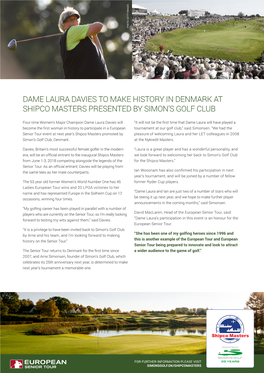Dame Laura Davies to Make History in Denmark at Shipco Masters Presented by Simon’S Golf Club
