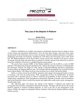 The Loss of the Sleipner a Platform